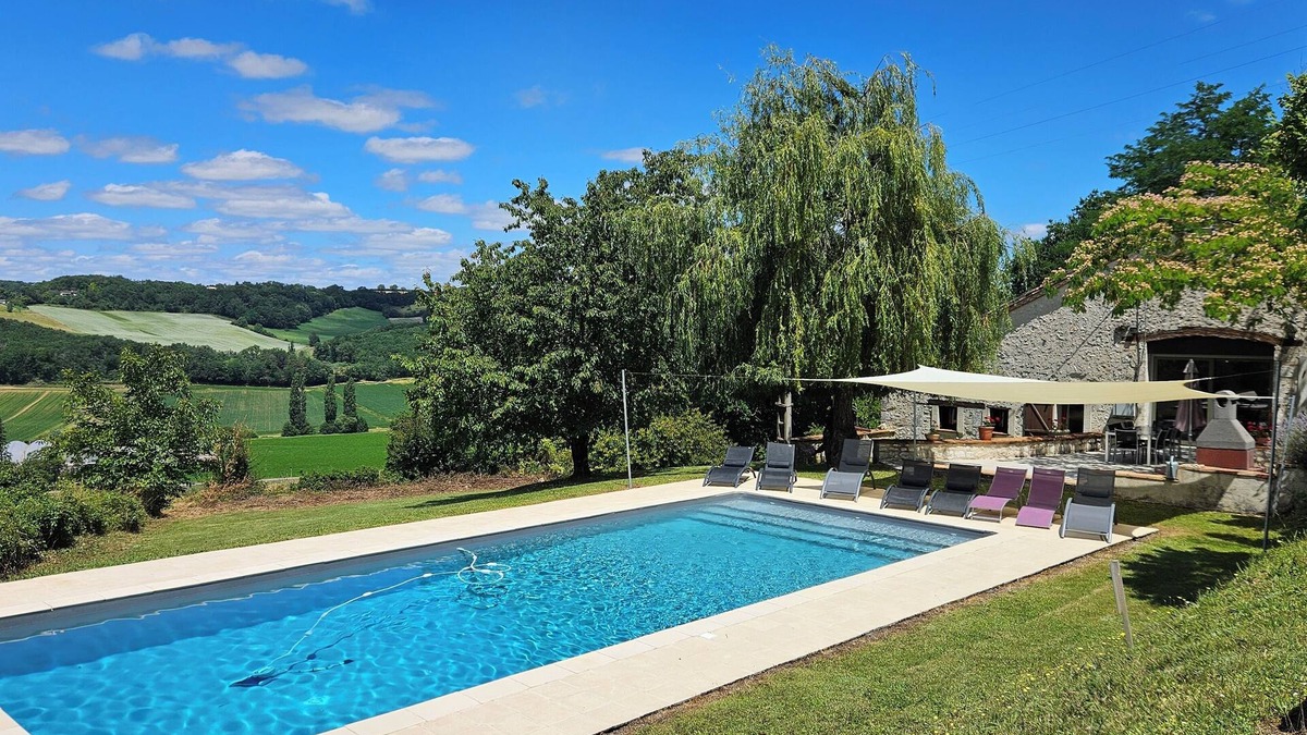Beauville Other | Spacious, beautifully converted barn with exposed wooden beams, swimming pool