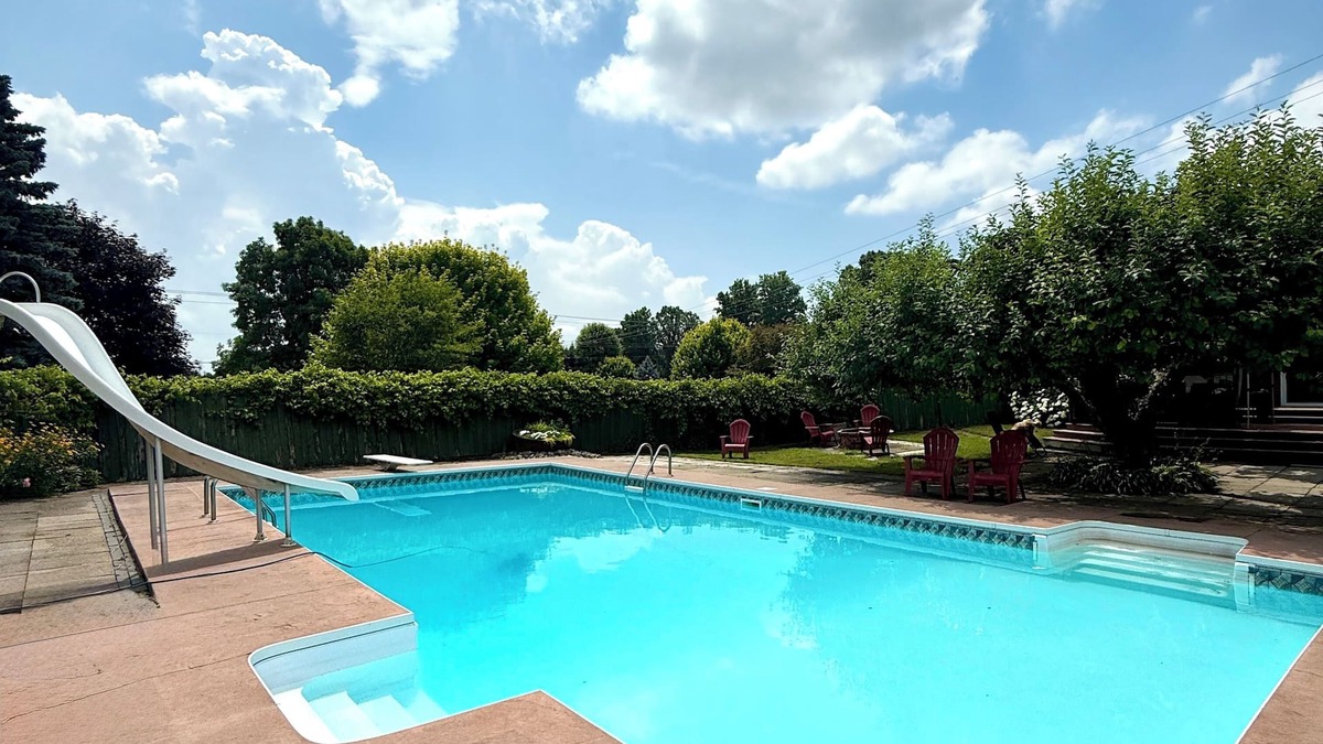 Elizabethtown-Kitley House | Spacious Farmhouse Retreat - pet friendly, pool, deck, Orchard views, and more.