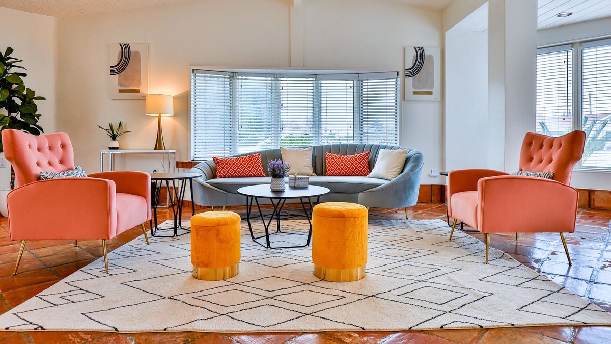 Orange House | Spacious vacation home with fireplace, yard and pool