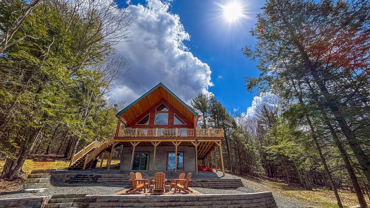 Schenevus Cabin | Sparrowhawk Lake Log Estate With Firepit Lakefront