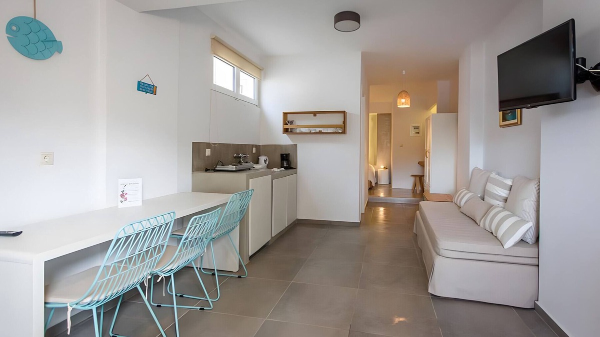 Gavrio Apartment | Studio Apartment 'Semi Basement -Superior Apartment' with Mountain View and Air Conditioning