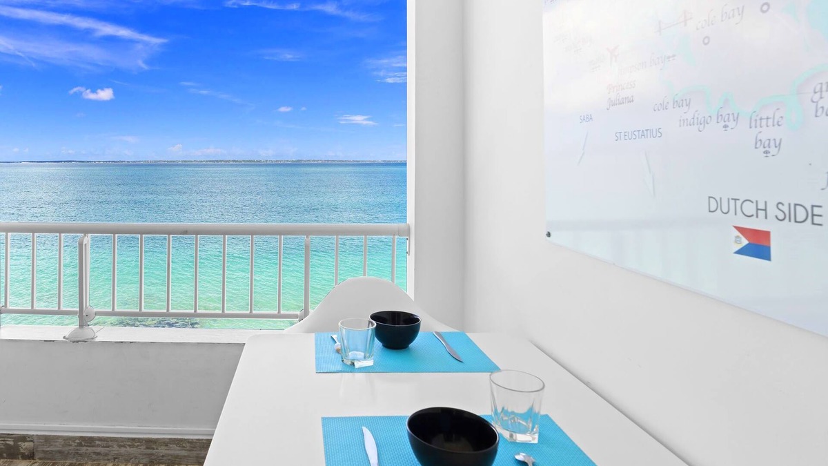 Grand Case Apartment | studio nine feet in the water. New condo feet in water.