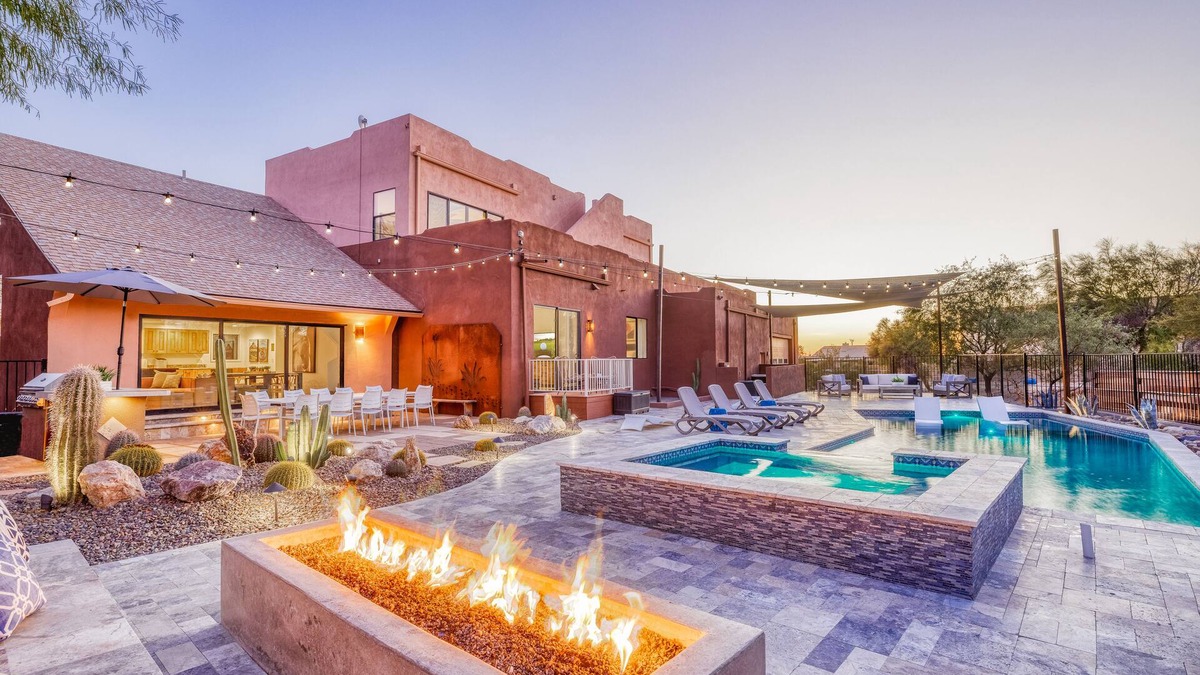Desert View Village House | Stunning Arizona estate with mountain views, a heated pool, game room, & hot tub