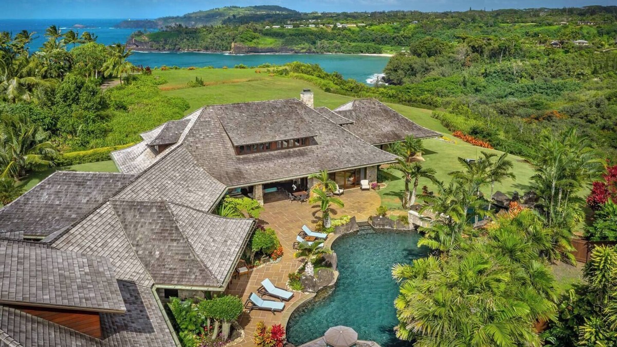 Kalihiwai House | Stunning, expansive home with pool, jacuzzi, waterfall and ocean views