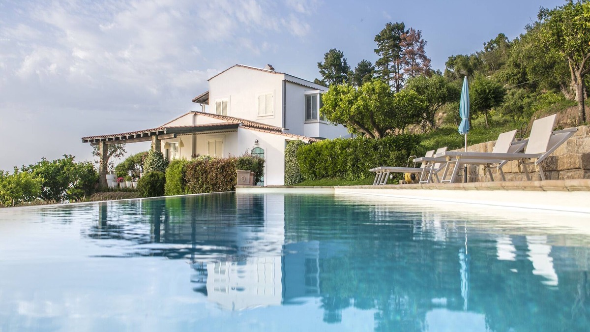 Catute Villa | Stunning hillside villa with pool overlooking the sea