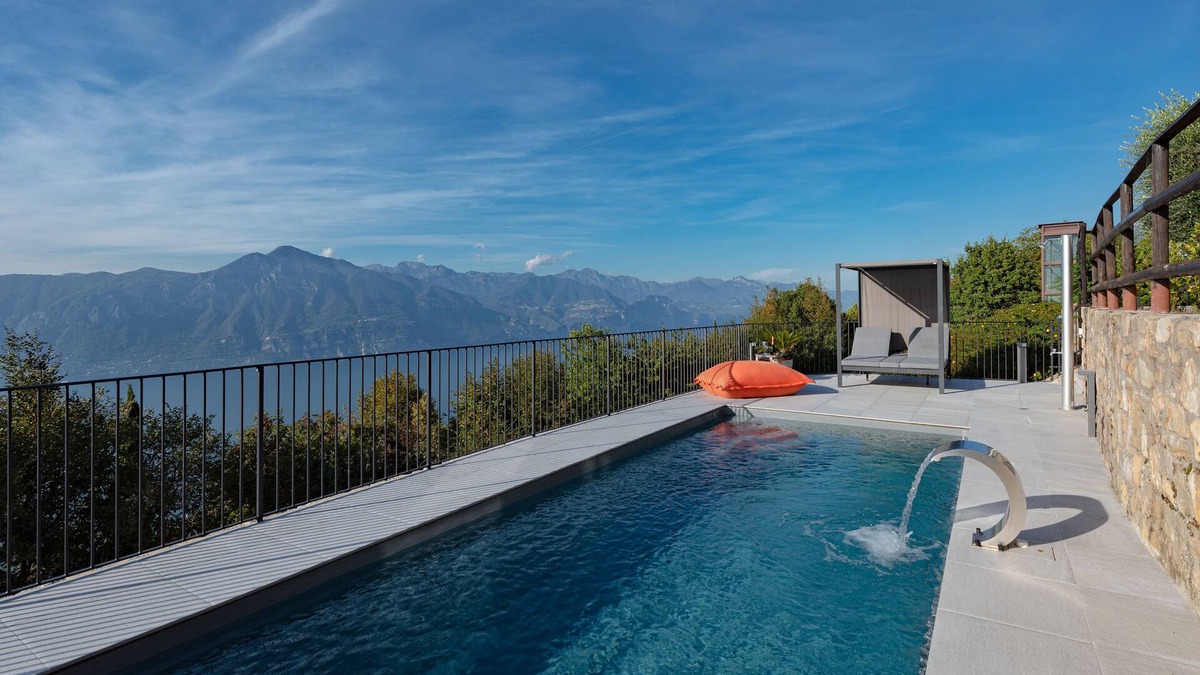 San Zeno di Montagna Villa | Stunning Lake & Mountain View, private heated salt pool, BBQ,garden,garage,fence