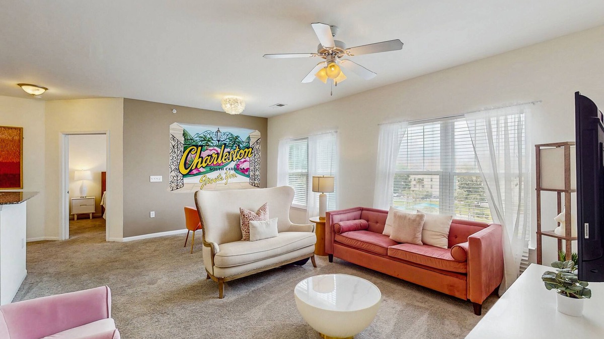 Goose Creek Condo | Stylish 2BR: Pet Friendly in Walkable Resort w/Pool