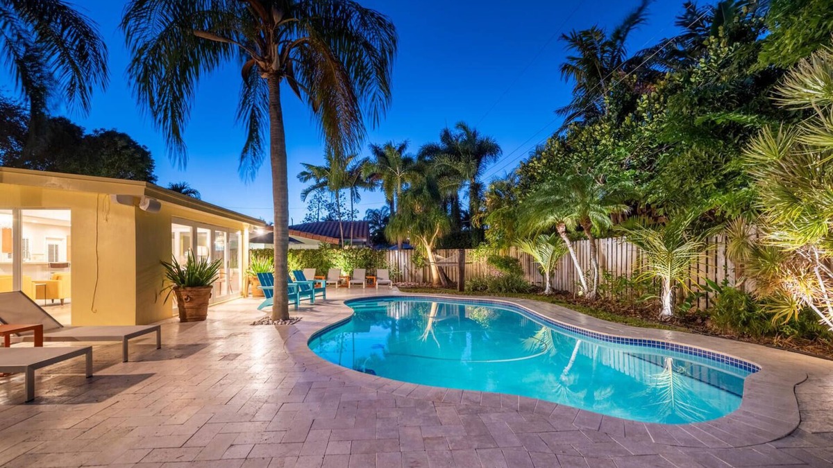 Poinsettia Heights House | Stylish Oasis with Heated Pool & King Beds Near Wilton Manors & Beach