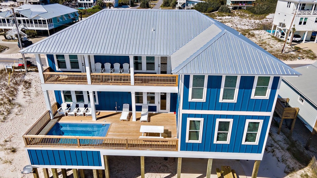 Surf Side Shores House | Summer at Summer Better Your Fort Morgan Beachfront Escape heated POOL by Prickett Properties