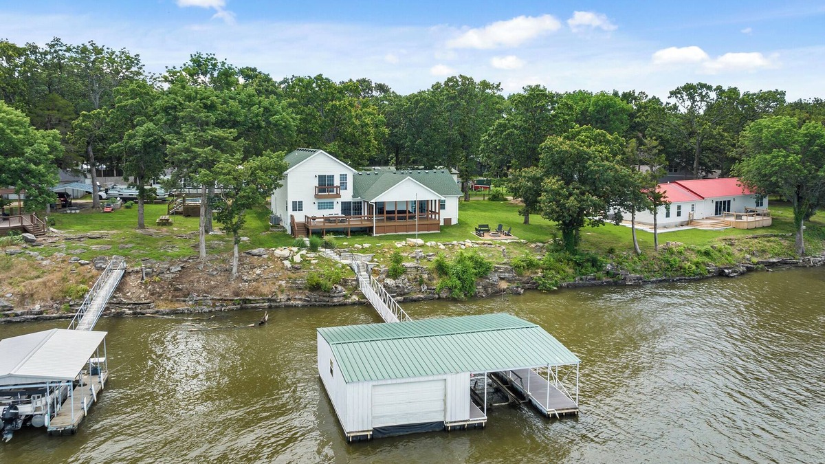 Grove House | Sunset Cottage on Grand: Waterfront Views - Dock - Fire Pit - Boat Parking