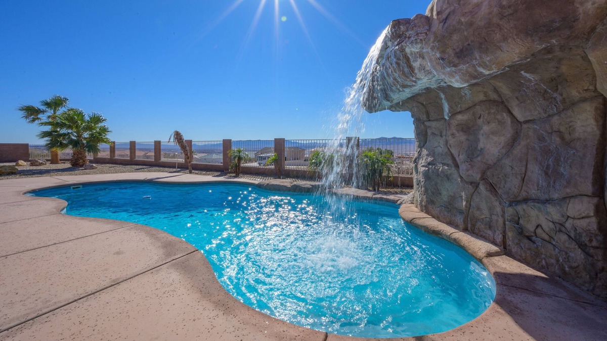 Bullhead City House | Superb Pool Home w/ Waterfall, Grotto, & Hot Tub!