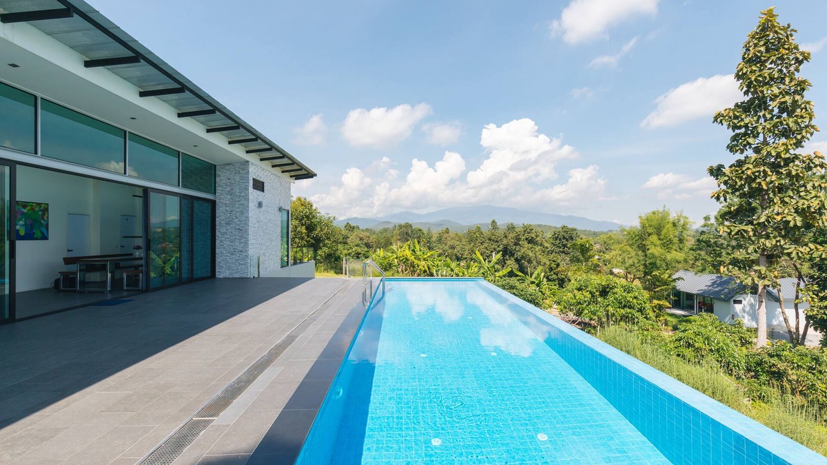 Hang Dong House | Swimming pool along the terrace, panoramic view surrounded by nature