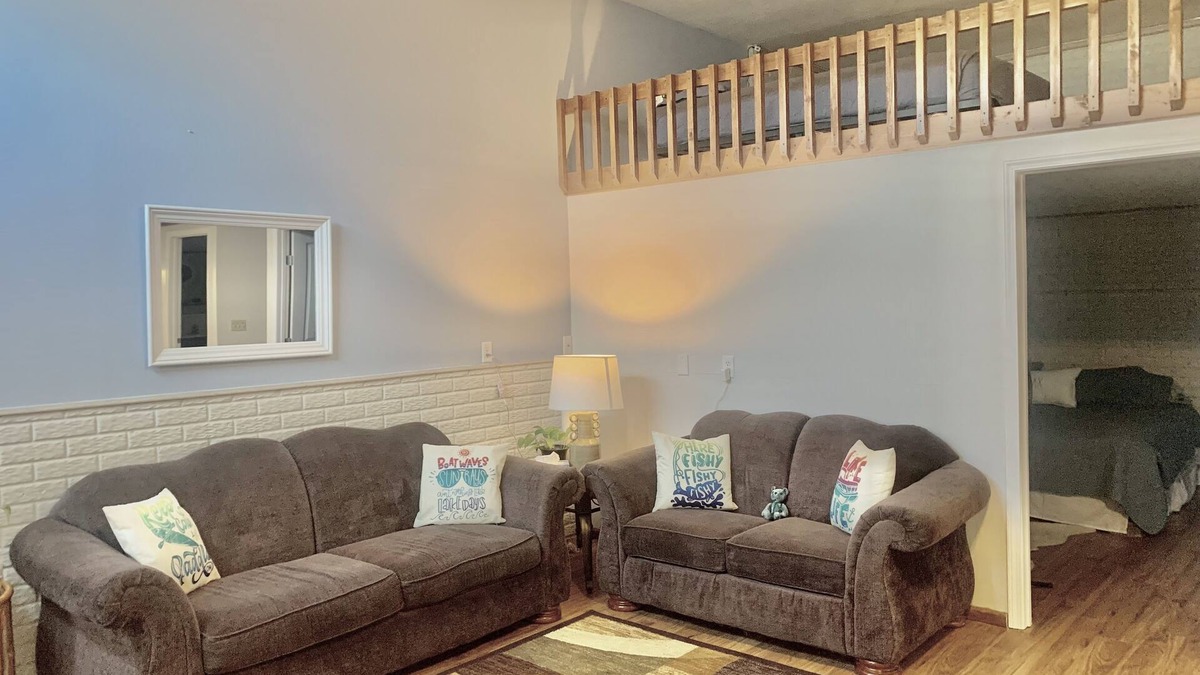 Sunrise Beach House | The Lazy Loft: Private dock, boat slip, ramp. And storage
