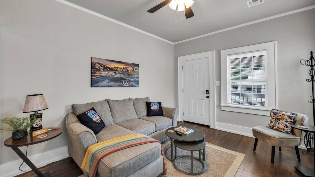 Tulsa House | The Peach on Route 66/TV in Both Bedrooms/Pergola