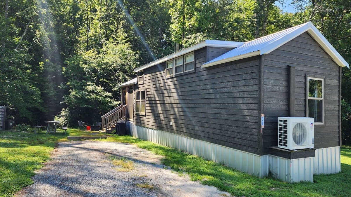 Mill Spring House | Tiny home on the creek, screened in porch, full kitchen, private firepit, sleeps 8