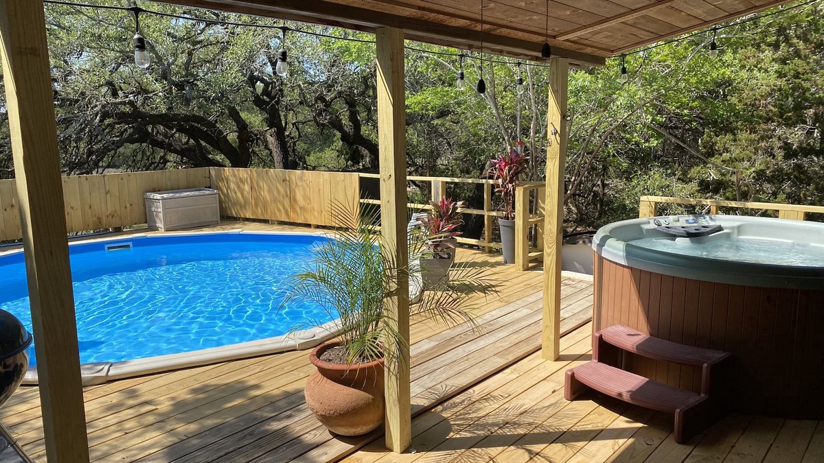 Wimberley Cabin | Tranquil Country Setting with Private Pool and Hot Tub