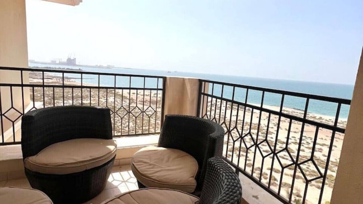 Al Hamra Village Apartment | Two Bed Room Apartment with Balcony and sea view
