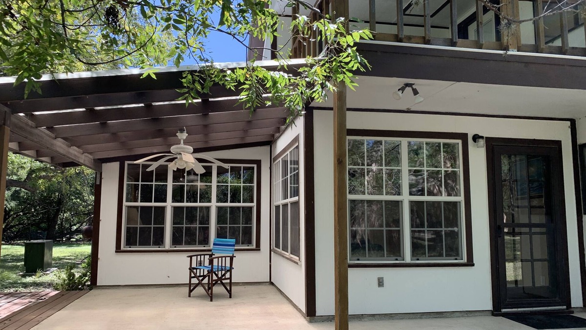 Brackettville House | Two story home with Las Moras Creek views