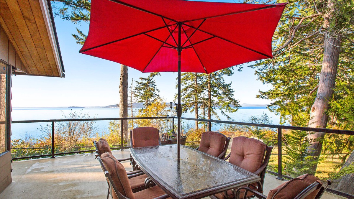 Camano Island House | Updated sound front home with water & mtn views, fireplace, firepit, balcony
