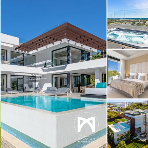 New Golden Mile Villa | VACATION MARBELLA I Villa Martinica, Turquoise Heated Pool, Rooftop Hot Tub with Sea View, Cine Room, 5 min to the Beach