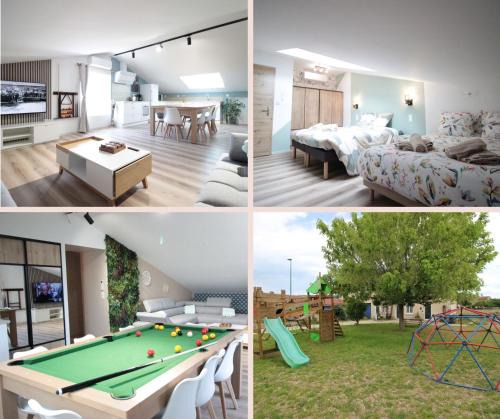 Verdun Apartment | Verdun Centre - Full climatisation - 3 chambres - 7 couchages - 10 personnes - Parking Proche - Terrain 800m2 - Balnéothérapie - Air de jeux extérieurs - TOP CONFORT - Géré par PrestaZen'Services