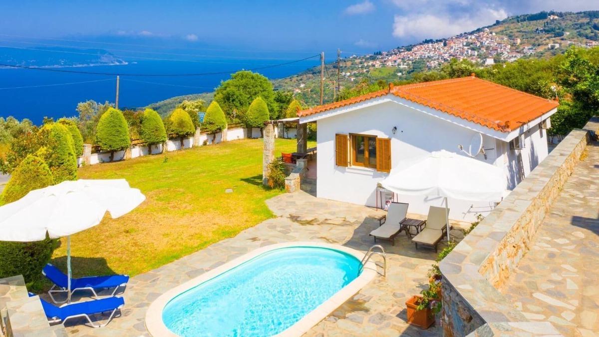 Glossa Villa | Villa Katerina Private Pool, Sea Views, A/C, WiFi
