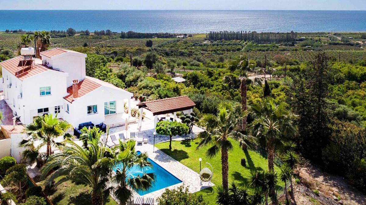 Pegeia Villa | VILLA OLIVIA -Private Large Villa, 5 Bed, Large Pool, 1 min to beach, Seaview