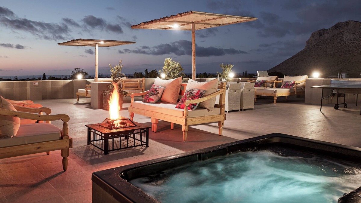 Stavros Villa | Villa & Weddings - Family Villa Near Sea - Zorbas Beach with playground, bikes