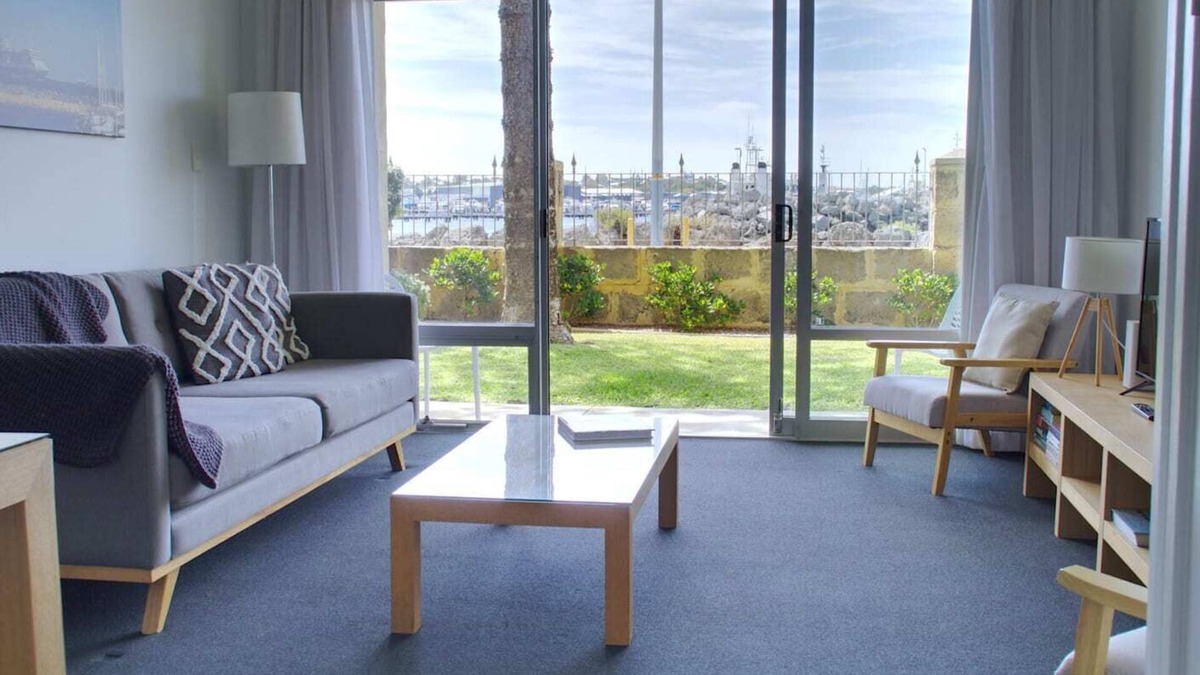 Fremantle Apartment | Wake up to sweeping harbour views in this modern, split-level apartment located between Fishing Boat Harbour and Challenger Harbour. Whether you're a couple, a family, or here on business, this peaceful retreat offers the best of coastal charm and ci