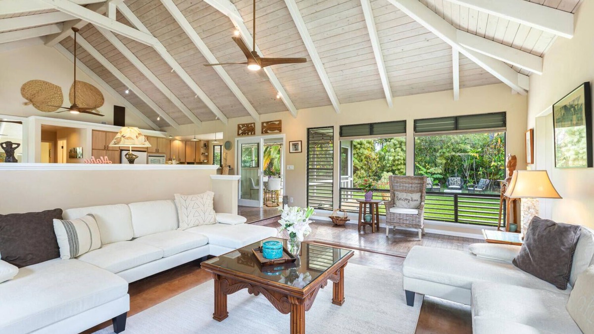 Princeville House | Walk to the beach in this lush, serene house with a private garden oasis