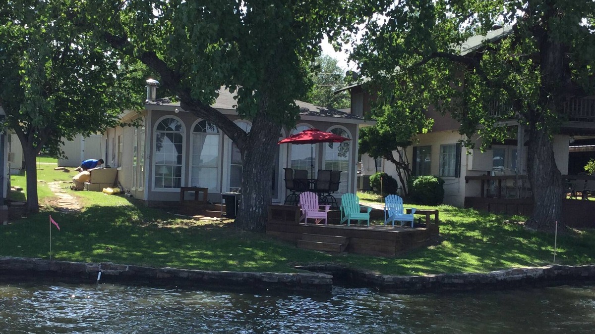Graford House | Waterfront Cabin with Boat Dock steps from the deck