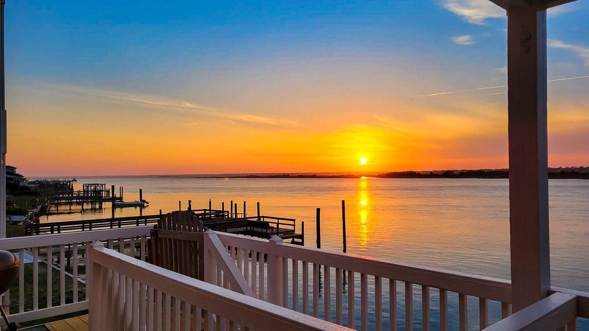 Topsail Beach House | Waterfront home with private boat dock & ocean view -dog-friendly & kid-friendly