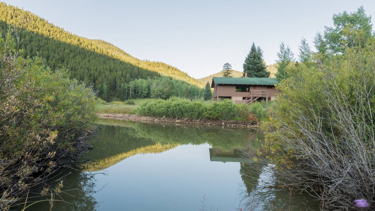 Idaho Springs Cabin | Waterfront Rocky Mt. Cabin on 50 acres & 2 fishing ponds: Mt. Evans, Ski Country