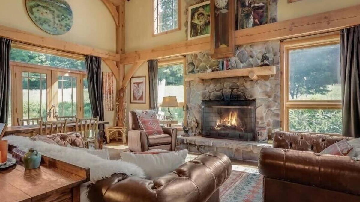 Pocono Lake House | WILLOW RUN LODGE an Authentic Timber Frame Cabin on private 35 acres with river