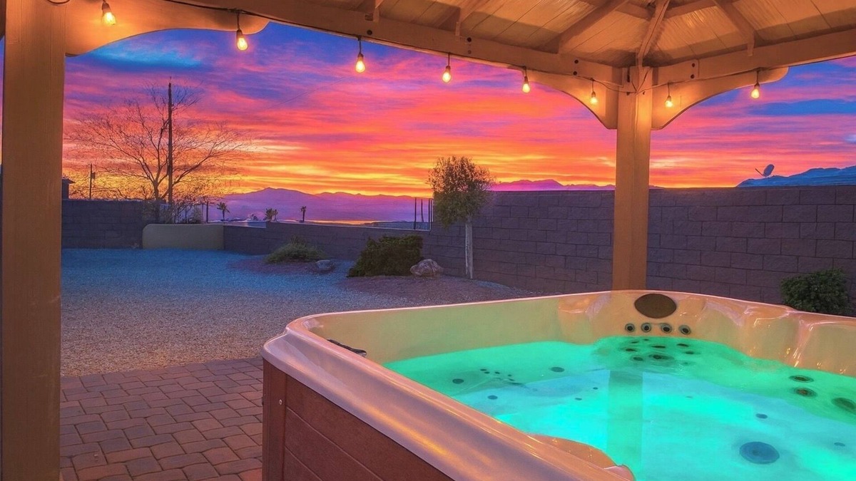 Lake Havasu City Villa | Wknd@Bernies Beautiful Sunset-Water Views, Prvt Heated Hot Tub, Large Game Room!