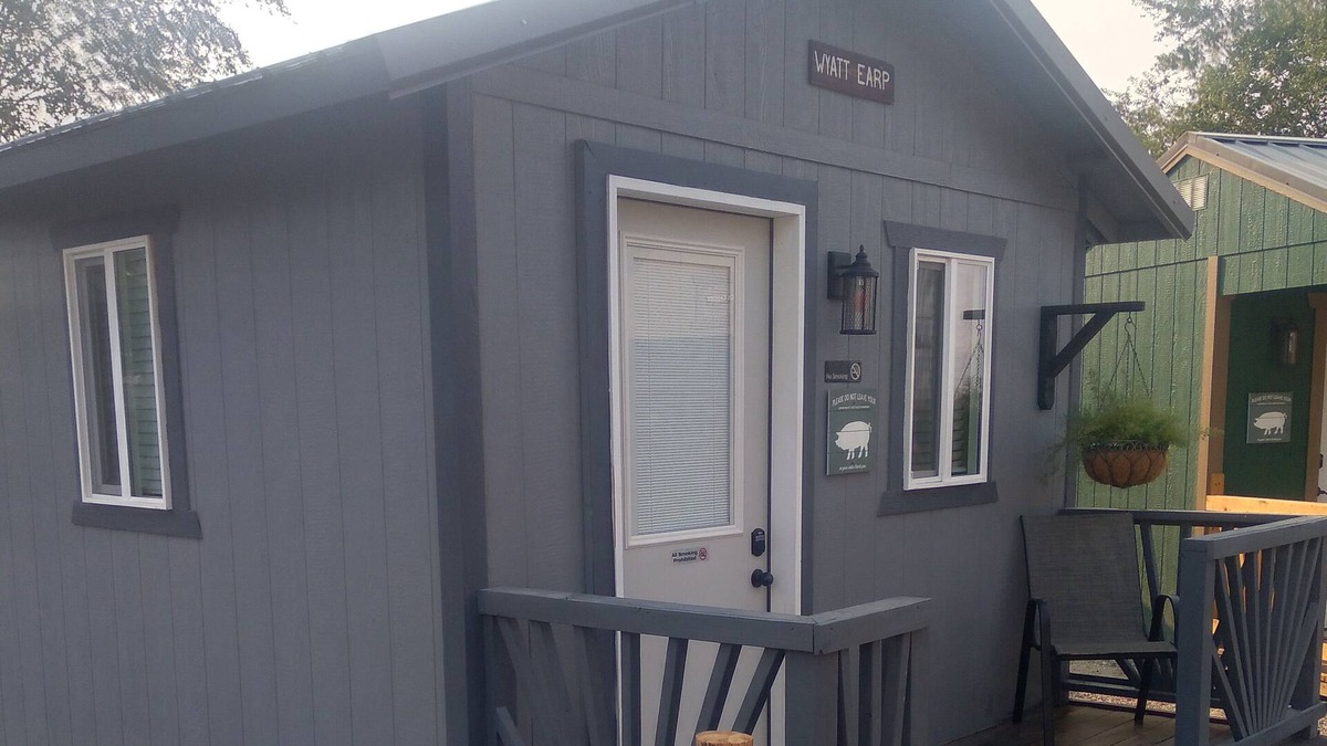 Imlay Cabin | Wyatt Earp, has a queen bed, and has it's own bathroom.