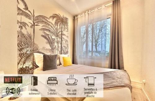 Mons-en-Baroeul Apartment | 30 - Appartement avec TV XL, 2 chambres, jardin, parking, prox Gare et CentreLille