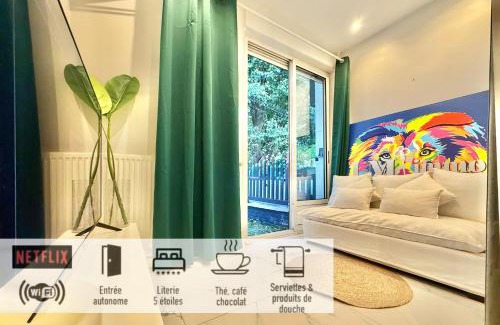 Mons-en-Baroeul Apartment | 30 - Appartement avec TV XL, 2 chambres, jardin, parking, prox Gare et CentreLille