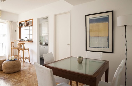 Recoleta Apartment | Bright 1 BR apartment with full kitchen, dining, living area with full bathroom.