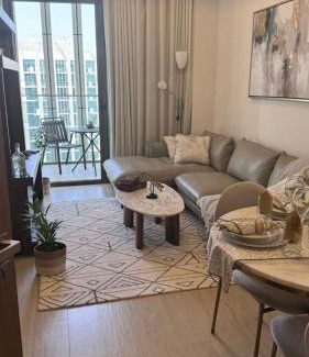 Jadaf Apartment | Burj Khalifa view modern 1BHK with balcony