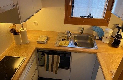 Chandolin Ski Chalet | Chalet ça me Suffit, my little piece of paradise -Outside : small 2-storey-chalet for 2 persons on a