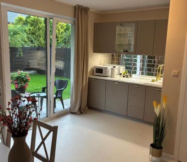 Ciechanow Apartment | Deluxe Apartament kuchnia z tarasem i parkingiem na wyłączność