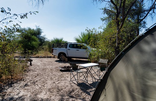 Maun RV Rental | Empty campsite in natural farm between Maun and Moremi