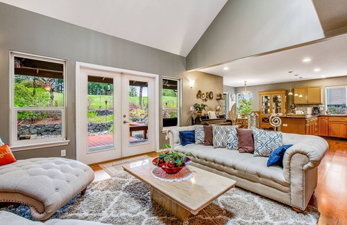 Allyn House | Fairway-view home with deck, grill, central AC, game room, Ping-Pong, & WiFi