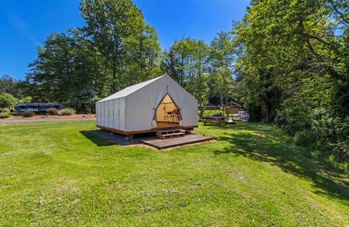 Eastsound RV Rental | Glamping Tent with Partial Ocean Views - 1 min walk to beach!