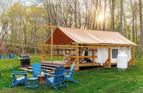 St Croix Falls RV Rental | Huge tent with AC at Big Rock Creek