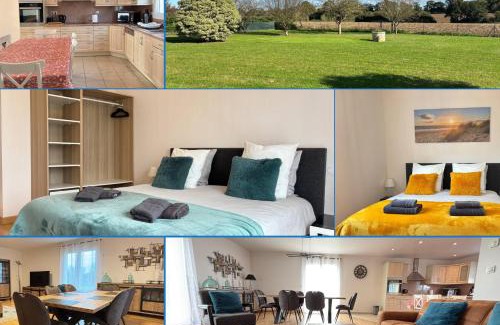 Tour-en-Bessin House | La clé des champs Maison plain pied spacieuse lumineuse bien équipée, 3 chambres spacieuse, belle terrasse aménagée, garage, grand jardin clos, parking, près de Bayeux et Omaha Beach, chiens bienvenus