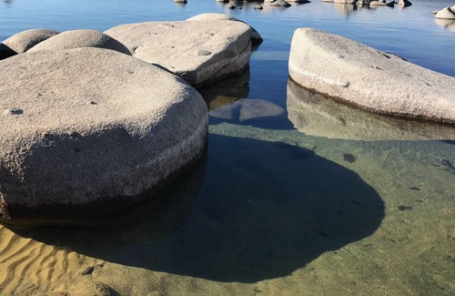 Tahoe Vista Apartment | Lake View Retreat: beach sand/pine trees/fresh air