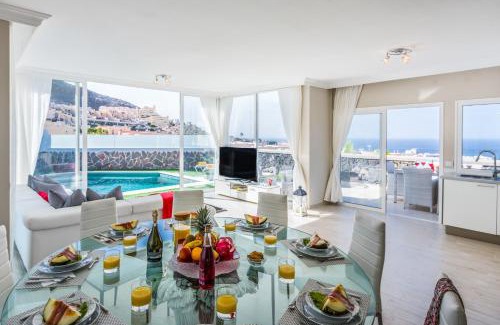 Costa Adeje Villa | LUXURY WHITE VILLA with sea view, heated pool