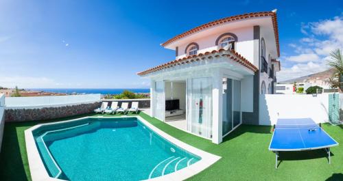 Costa Adeje Villa | LUXURY WHITE VILLA with sea view, heated pool